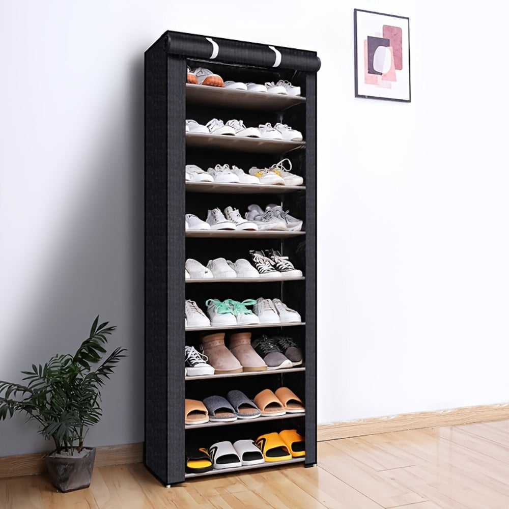 Shoe Storage Organizer 10 Tier Portable Stackable Shoe Rack with Nonwoven Fabric Cover for Closet Hallway Bedroom Entryway Grey