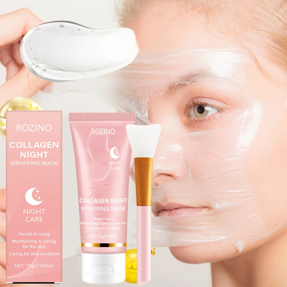Collagen Overnight Wrapping Facial Mask with Hyaluronic Acid - Korean Skincare Sleep Mask for Glowing Skin, Deep Hydration, Firming & Anti-Sagging | 2.645oz