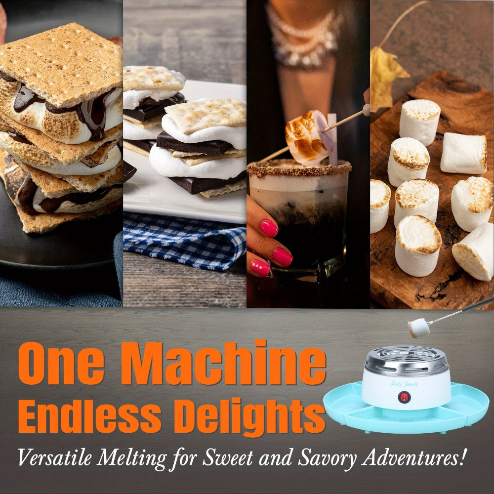 Electric S'mores Maker Indoor Tabletop Marshmallow Roaster Station with 4 Compartment Trays & 4 Roasting Forks ¨C S'mores Kit for Family Fun Party Dessert Night Kids Adults Home Entertaining