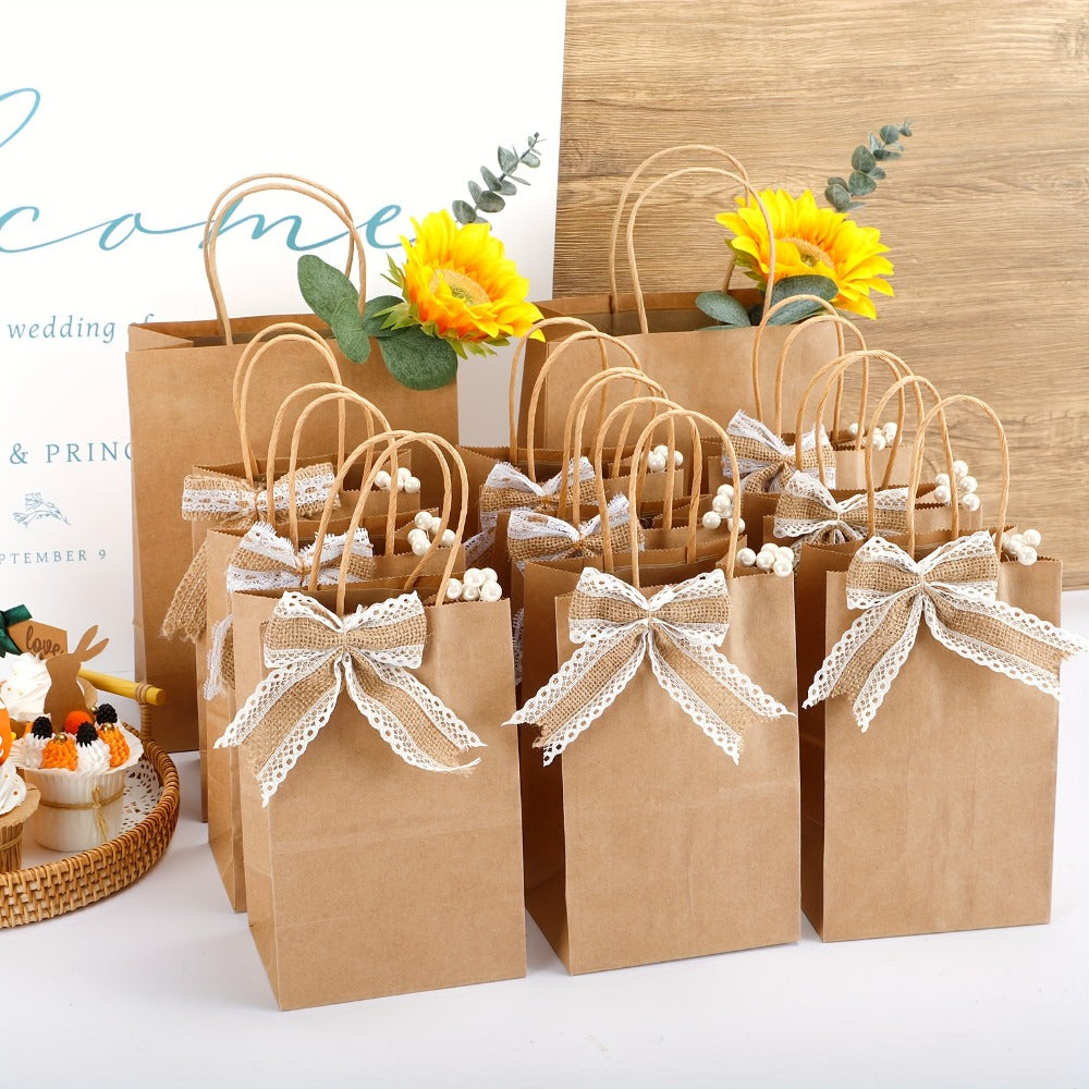 Brown Paper Bags with Handles 150pcs Mixed Size 110G Thickened Kraft Paper Gift Bags Bulk for Wedding Birthday Party Shopping Retail Business Goodie Bags Gift Wrapping Supplies