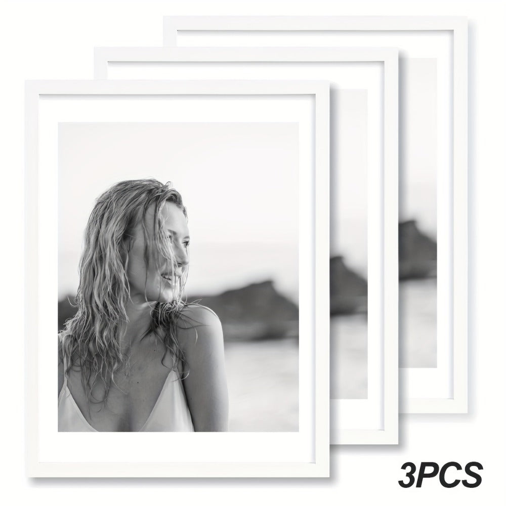 Picture Frames 12x16 Set of 3 ¨C Classic Wood Poster Frames, Horizontal & Vertical Wall Hanging, Multi-Color Options for Bedroom Office Living Room Gallery Wall Decor