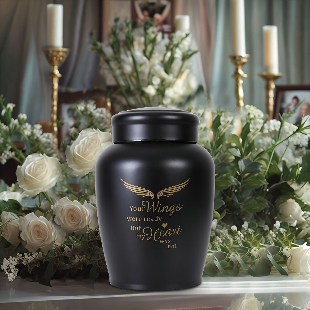 Cremation Urn for Human Ashes Large 8.5 Inch Stainless Steel Burial Urn for Adult Male Female, Memorial Urn for Cremated Remains Holds Up to 180 LBS, Silver or Black