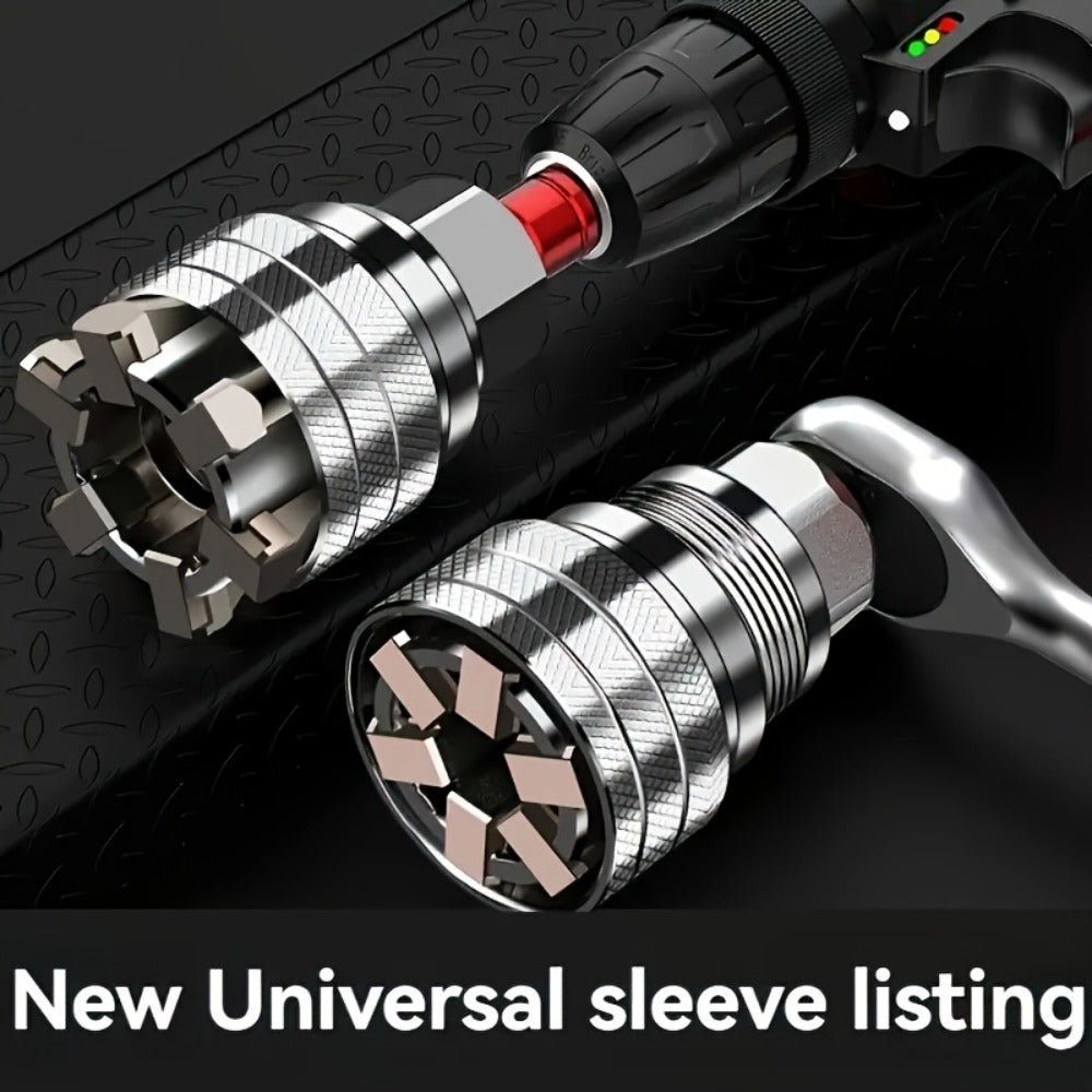 Universal Socket Wrench Adapter 10-19mm - Adjustable Hex Nut & Bolt Socket, Fits 3/8¡± Drive Ratchet, Torque Wrench & Electric Drill, All-in-One Socket Tool for Home & Professional Use