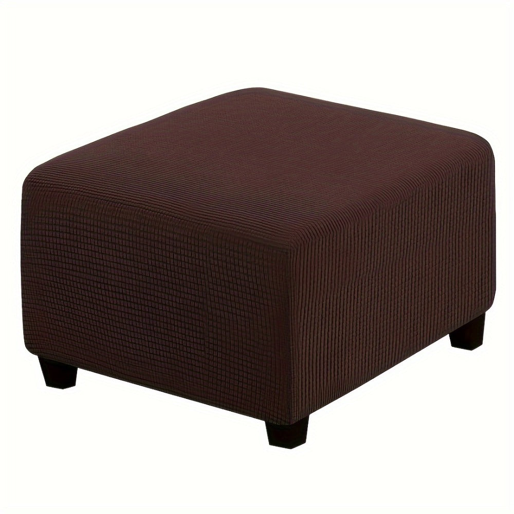 Square Ottoman Cover Elastic Stretch - Polar Fleece Footstool Slipcover with Elastic Band Closure Machine Washable for Home Office Decor, 6 Colors L XL