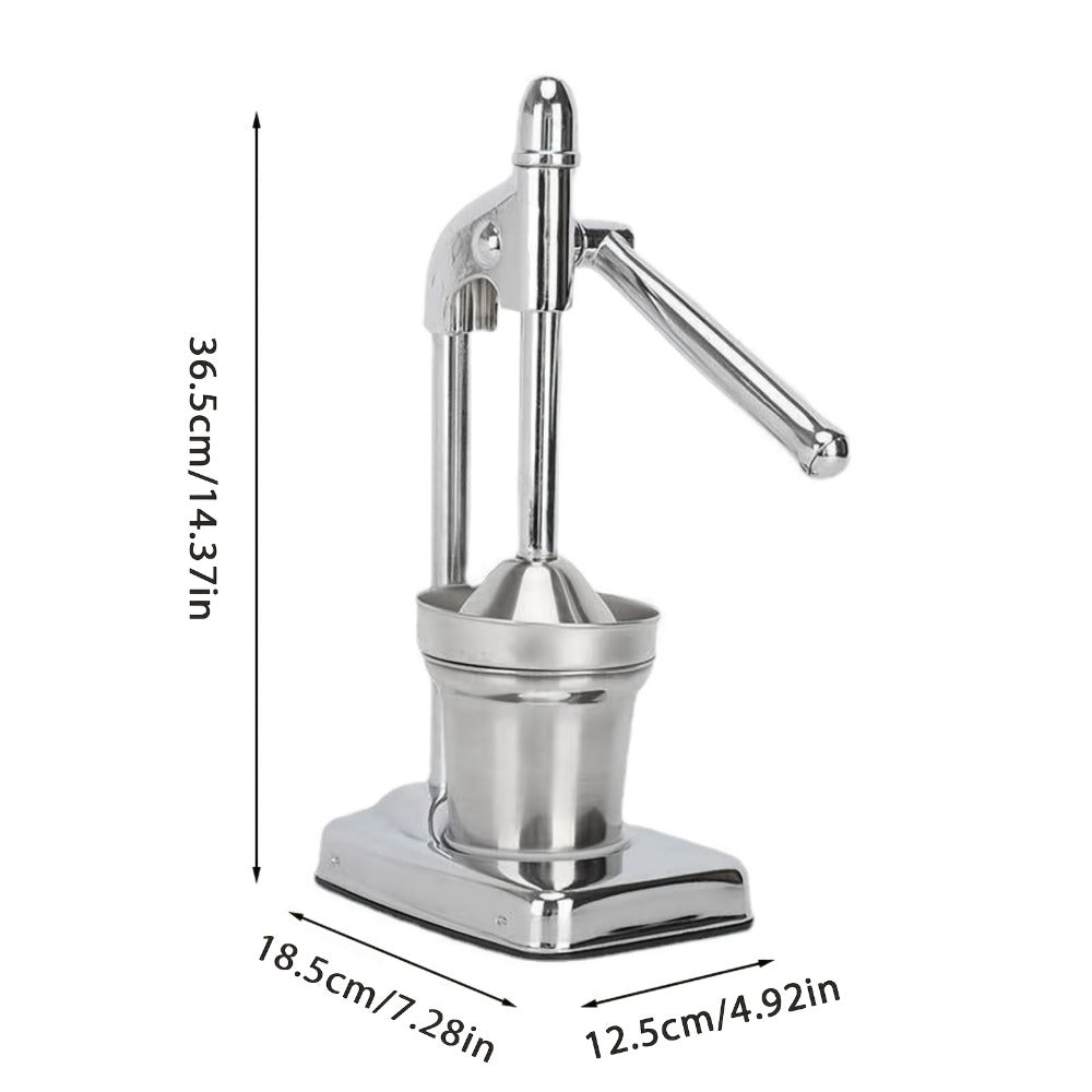 Manual Citrus Juicer Stainless Steel Lemon Squeezer with Lever Press, Heavy Duty Hand Press Orange Juicer Extractor with Non-Slip Base & Fine Strainer for Fresh Juice Kitchen Countertop
