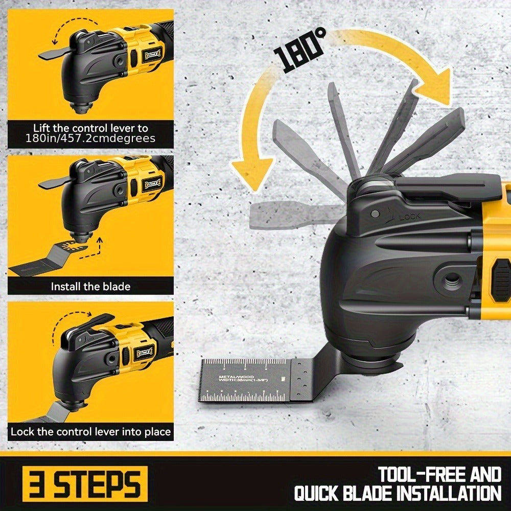 Oscillating Multi Tool Brushless Cordless Compatible with DeWalt 20V / 18V Battery ¨C 21000 OPM Variable Speed, 4.5¡ã Oscillating Angle, Anti-Vibration, Wood Cutting Blades & Sanding Pads (Battery Not Included)