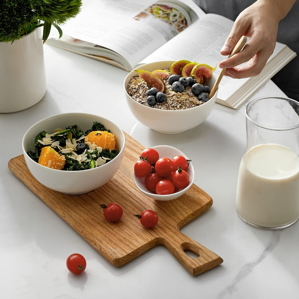 Ceramic Bowls Set 22oz White Porcelain - Dishwasher & Microwave Safe Soup Bowls for Kitchen, Cereal, Ramen, Oatmeal, Salad & Rice - Polished Finish Round Bowls Available in 4 or 6 Piece Sets