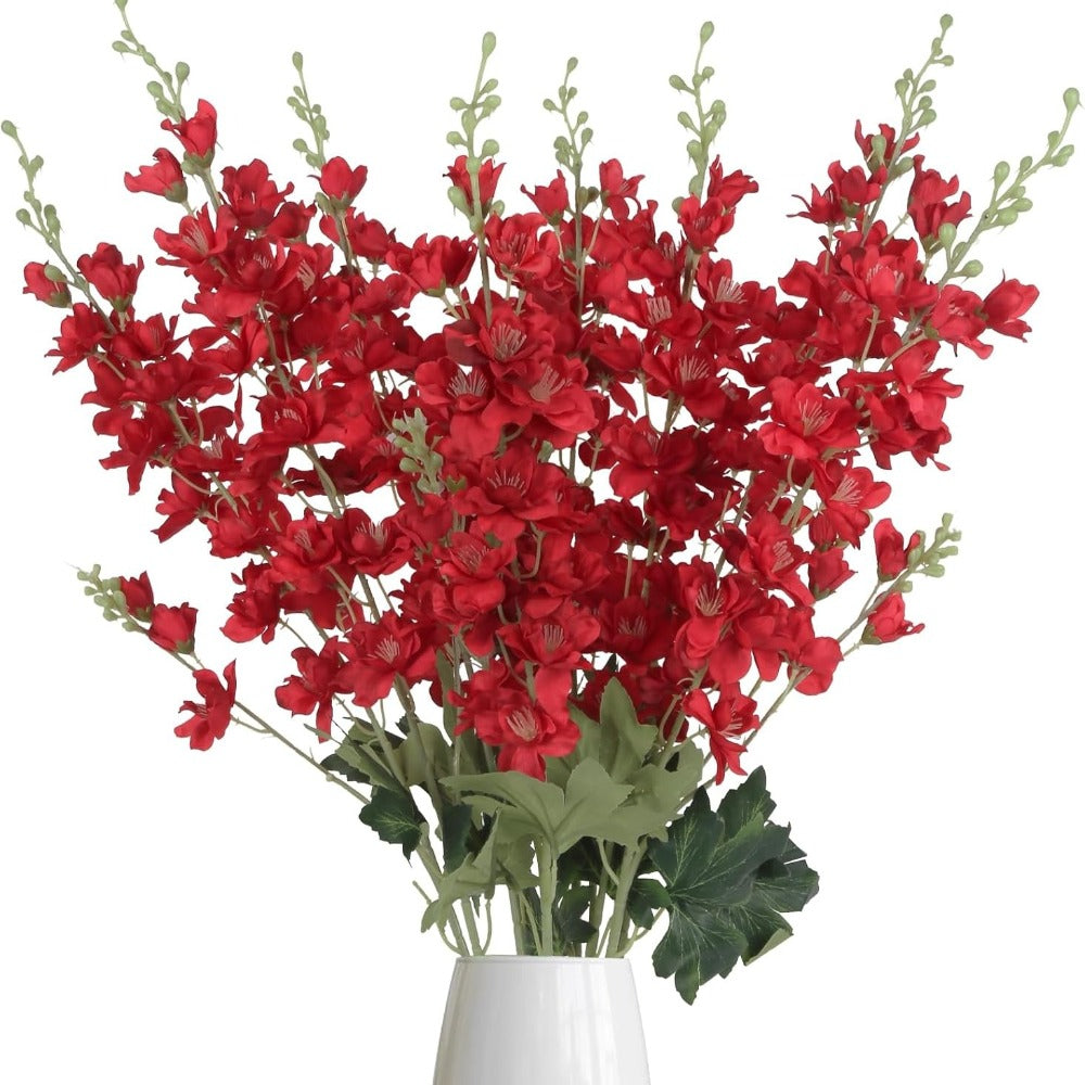Artificial Delphinium Flowers 8pcs 33.5 Inch Faux Larkspur Stems for Wedding Centerpieces, Tall Silk Flower Bouquet for Home Vase Table Garden Decor