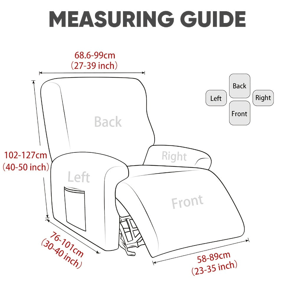 Stretch Recliner Chair Cover 4-Piece Slipcover Non-Slip Elastic Recliner Protector Polar Fleece Jacquard Fabric Pet Scratch Proof Easy Install for Lazy Boy Recliner