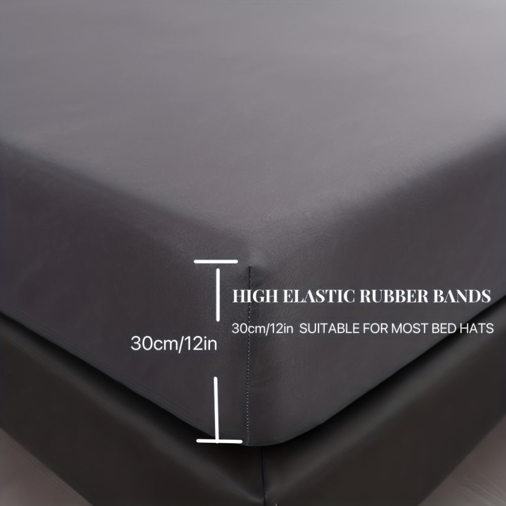 Waterproof Fitted Sheet Soft Breathable Mattress Cover Solid Color Deep Pocket Bed Sheet for Bedroom Guest Room Dorm Twin Full Queen King