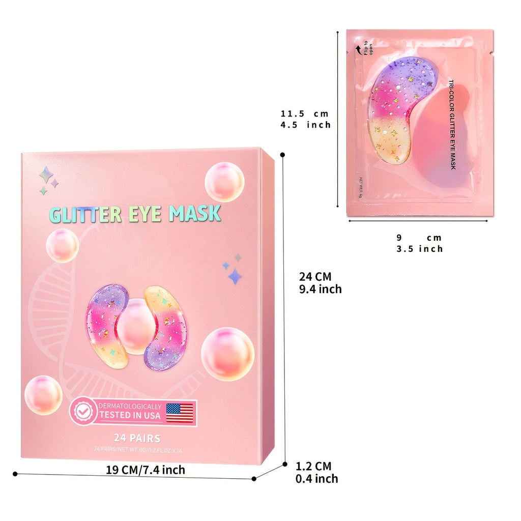 Collagen Eye Patches 24 Pairs Tri-Color Crystal Under Eye Mask - Hydrating, Chamomile, Hypoallergenic | All Skin Types | Men & Women | Travel Essential