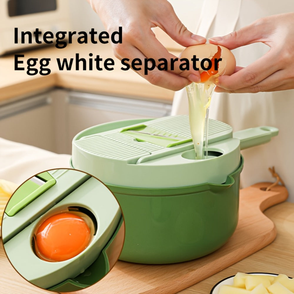 Vegetable Chopper 16-in-1 Heavy Duty Manual Food Processor with Container ¨C Onion Dicer, Potato Slicer, Garlic Mincer, Carrot Cutter, Multi-Function Kitchen Veggie Chopper for Tomato, Pepper, Cucumber