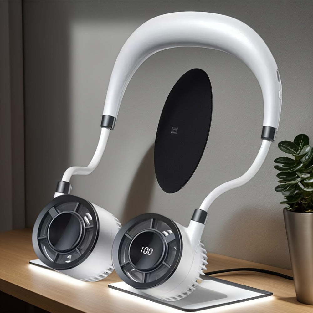 Neck Fan Wearable USB Rechargeable Hands-Free Personal Fan Ultra-Quiet Adjustable Speed Strong Wind for Home Office Outdoor Travel Commute