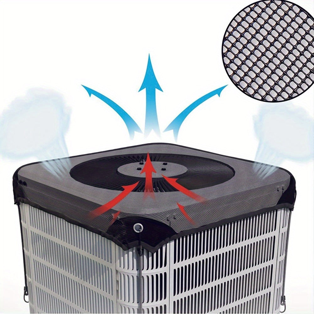 Outdoor Air Conditioner Cover 26¡±x26¡±, Universal PVC Mesh AC Unit Protector, Prevents Leaves Debris Snow, Weatherproof Outdoor AC Cover for Winter Christmas Season