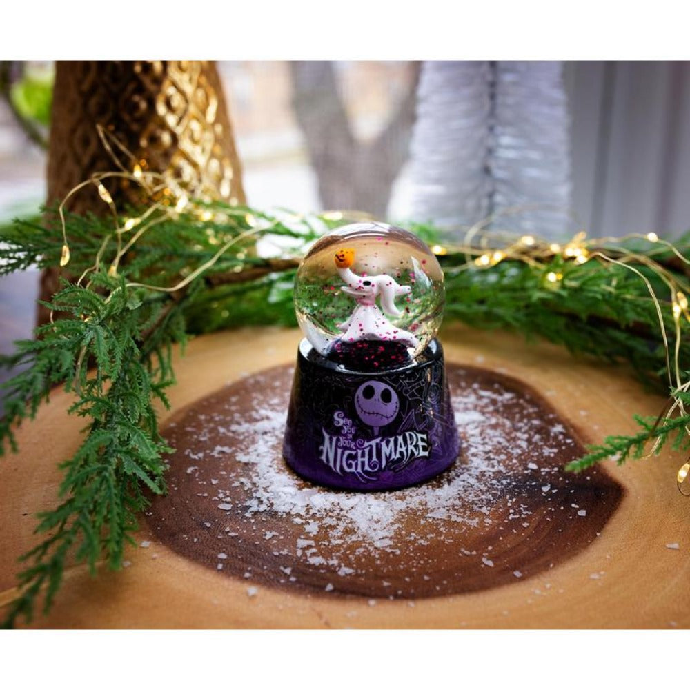 Nightmare Before Christmas Zero Light-Up Snow Globe ¨C Disney Jack Skellington Dog Mini Collectible Snow Globe 3-Inch, LED Light-Up, Battery Included, Halloween Christmas Desk Decor Gift