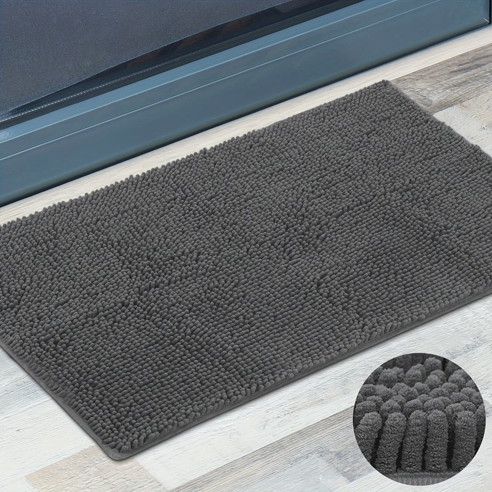 Chenille Doormat Absorbent Non-Slip Washable Indoor Outdoor Mat - Soft Shaggy Entryway Rug for Muddy Paws, Pets & Dogs | Machine Washable Front Door Mat in 18 Colors & 5 Sizes | Anti-Slip Rubber Backing
