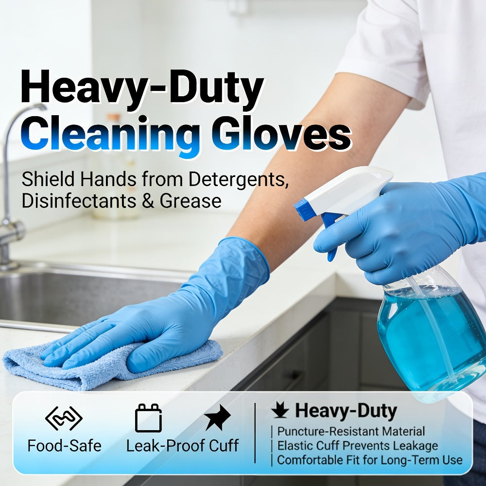 Nitrile Disposable Gloves 1000 Count (10 Boxes), 6.5 Mil Thickened Blue Nitrile Gloves, Latex-Free Powder-Free, Tear-Resistant, for Kitchen Cleaning, Food Handling, Hair Dyeing, Medical & Industrial Use