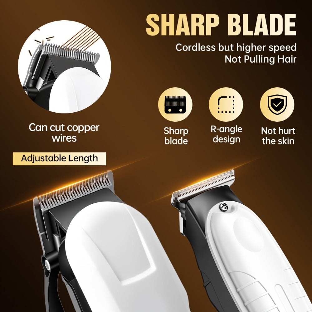 Men's Hair Clipper Set Cordless Beard Trimmer Electric Shaver Grooming Kit with LCD Display USB-C Rechargeable for Home Barber Haircut Mustache Travel Father's Day Gift