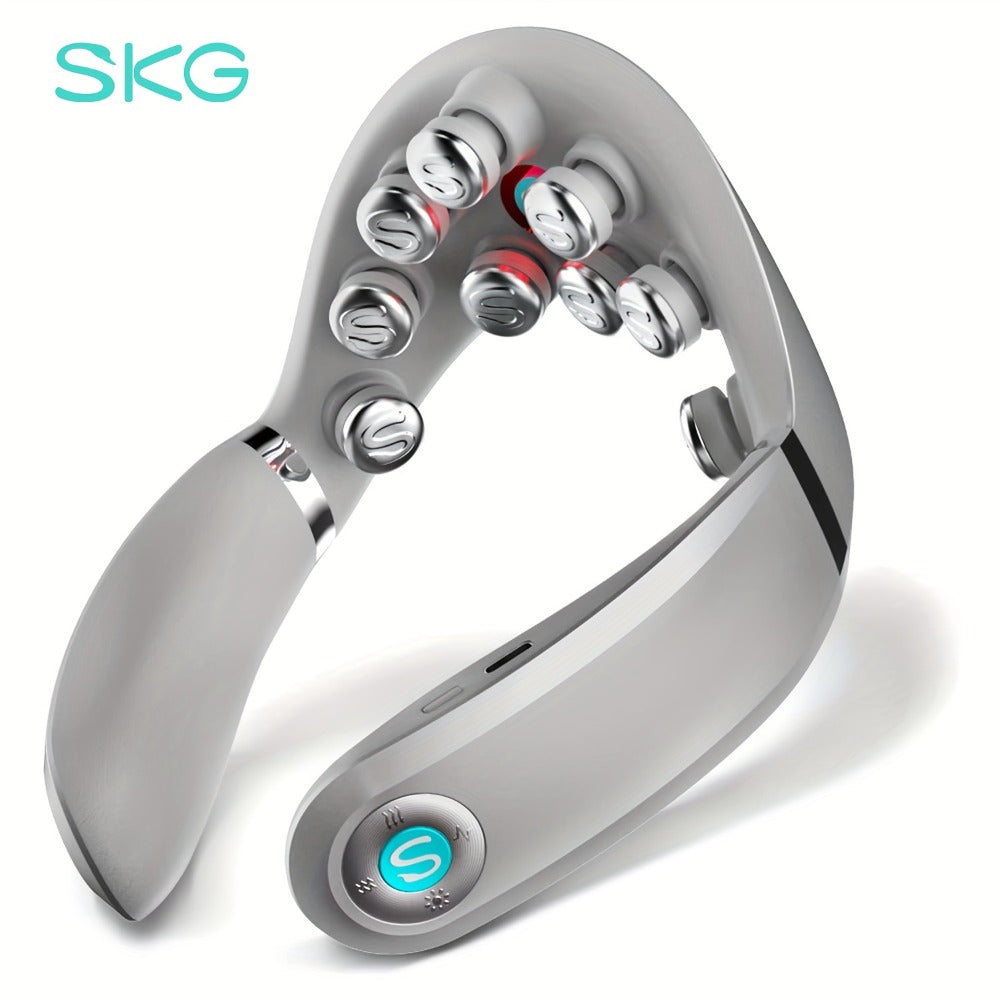 Neck Massager with Heat Cordless Electric Kneading | Wearable Hands-Free Portable Neck Shoulder Massager USB Rechargeable | Deep Acupressure Muscle Relaxer for Office Car Travel | Gift for Women Men