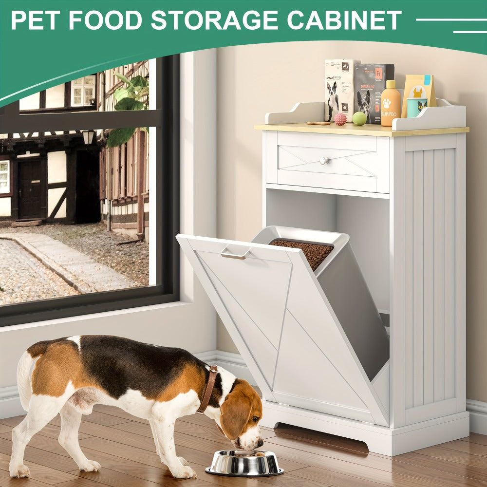 Tilt Out Trash Can Cabinet 12 Gallon Hidden Kitchen Trash Cabinet with Drawers, Pantry Storage, Laundry Hamper Cabinet