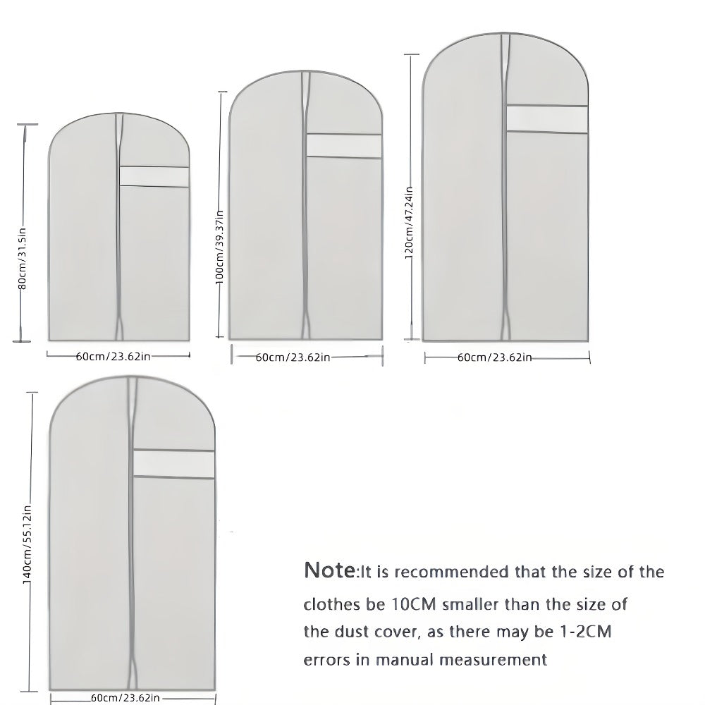 Garment Bags with Zipper Closure & Dust Protection for Suits Dresses Shirts ¨C Set of 5 Reusable Black Cover Bags