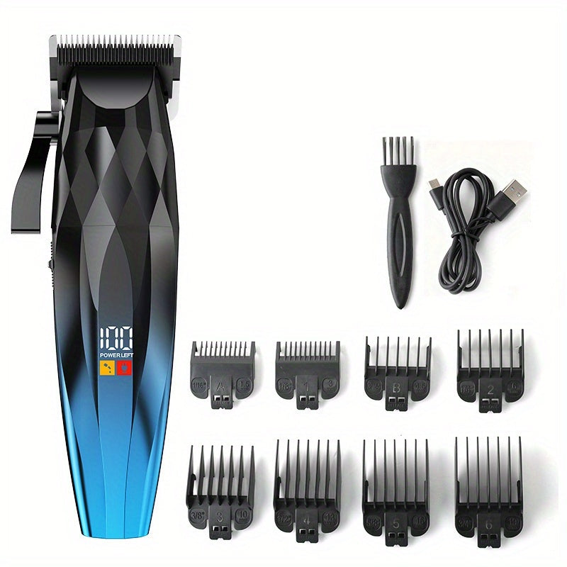 Hair Clipper for Men Professional Electric Trimmer | 7000RPM Motor | Ceramic Blade | 8 Guide Combs | 2000mAh LED Battery | Cordless USB Rechargeable | Fade Buzz Cut Home Barber Kit