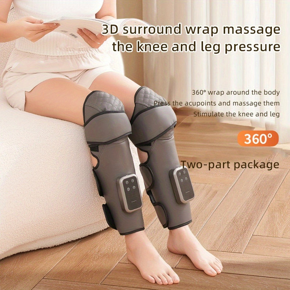Knee Massager with Heat ¨C Electric Air Compression Knee Wrap, 3 Heating Levels & 3 Massage Modes, USB Rechargeable Cordless Knee Brace Massager for Arthritis, Joint Pain Relief & Muscle Recovery