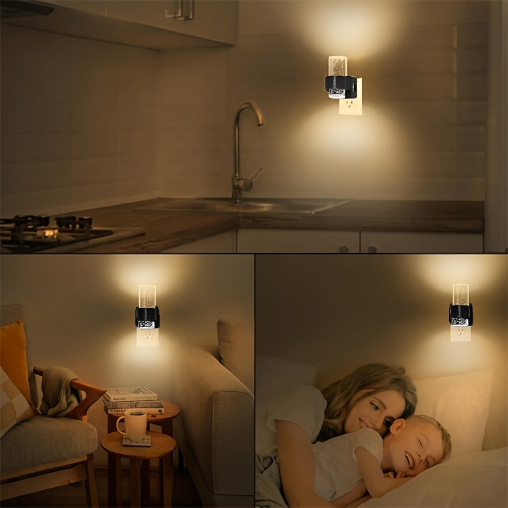 LED Night Light Plug In Wall, Dimmable 3000K Warm White Night Lights with Auto Light Sensor, Adjustable Brightness Modern Plug-In Night Light for Hallway Bedroom Bathroom Kids Room, 2 Pack