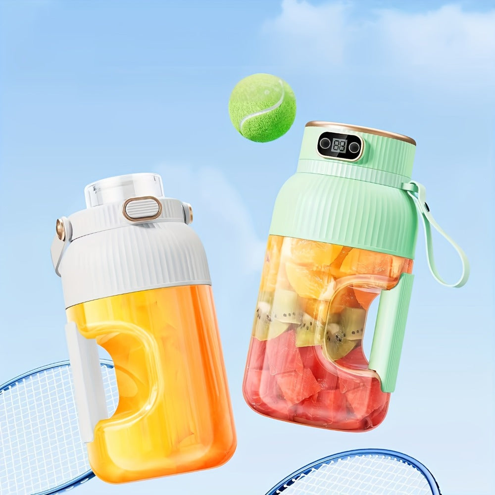 Portable Blender Personal Juicer Cup - Upgraded 10-Blade USB Rechargeable Smoothie Blender for Fruits, Vegetables & Milkshakes, Large Capacity, Digital Display, Travel Cover, Sports & Outdoor Use