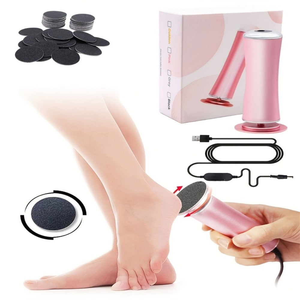 Electric Foot Callus Remover with 60 Replacement Pads ¨C Adjustable Speed USB Rechargeable Dead Skin Remover for Men & Women, Metal Body