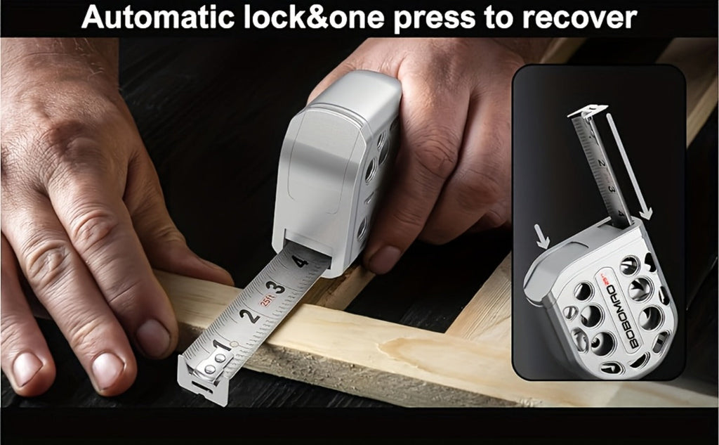 Measuring Tape 25FT Stainless Steel ¨C Self-Locking Tape Measure with Anti-Rust Blade, Strong Magnetic Bottom, Hollow Design, Portable for Household & Woodworking