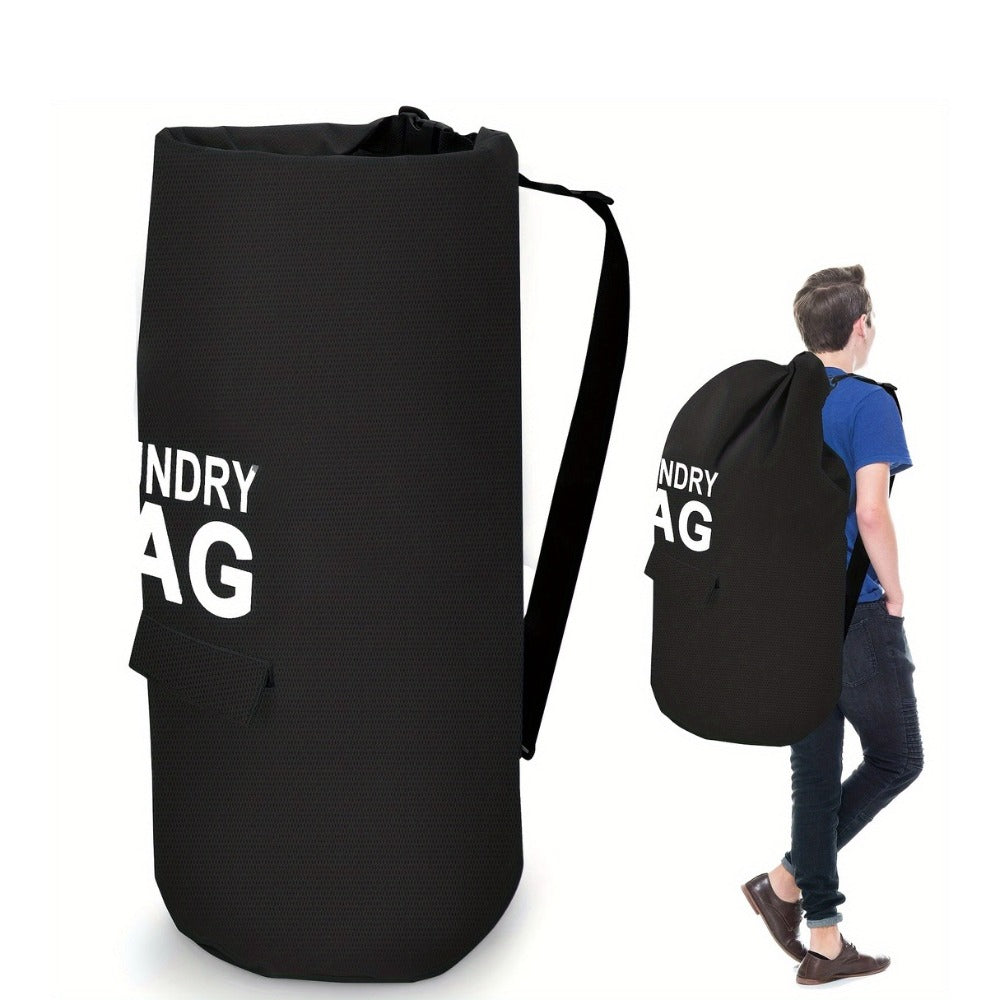 Large Laundry Bag Backpack with Adjustable Shoulder Strap | Foldable Portable Laundry Basket Machine Washable | Space Saving Hamper for Travel College Dorm Home Storage
