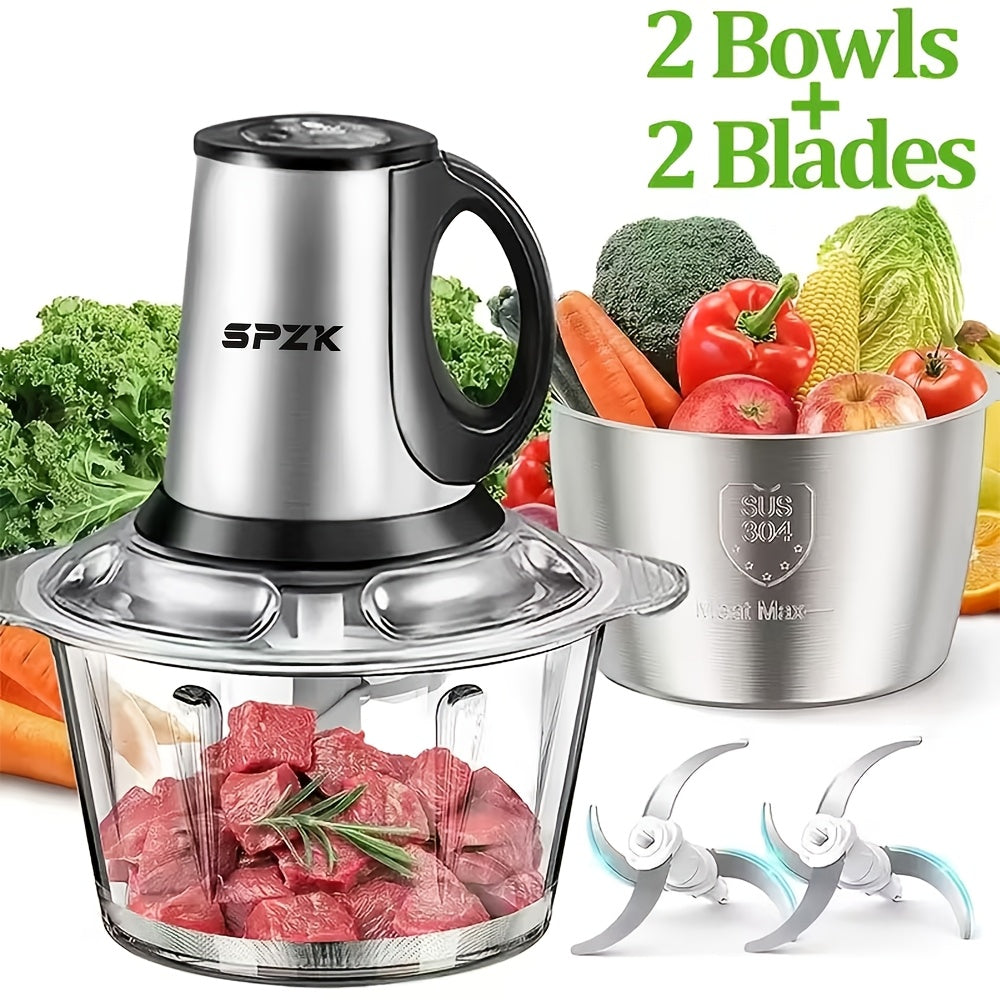 Electric Food Chopper with 2 Bowls & 2 Blades ¨C Multi-Function Food Processor, Meat Grinder & Vegetable Chopper for Meats, Salads, Nuts, Garlic & More