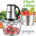 Electric Food Chopper with 2 Bowls & 2 Blades ¨C Multi-Function Food Processor, Meat Grinder & Vegetable Chopper for Meats, Salads, Nuts, Garlic & More