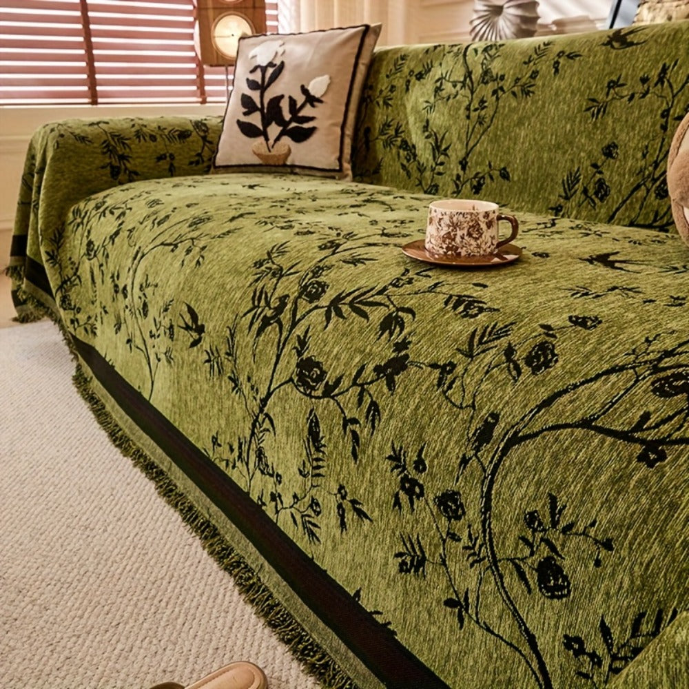 Sofa Cover Chenille Thickened Non-Slip Couch Slipcover Floral Pattern for Living Room Office Pet-Safe All-Season ¡ª 1 2 3 4 Seater Sizes