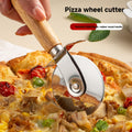 Pizza Wheel Cutter Stainless Steel with Wooden Handle Sharp Pizza Slicer Easy Grip Durable Roller for Pizza Biscuits Noodles Pastry Kitchen Gadget 1pc 2pcs