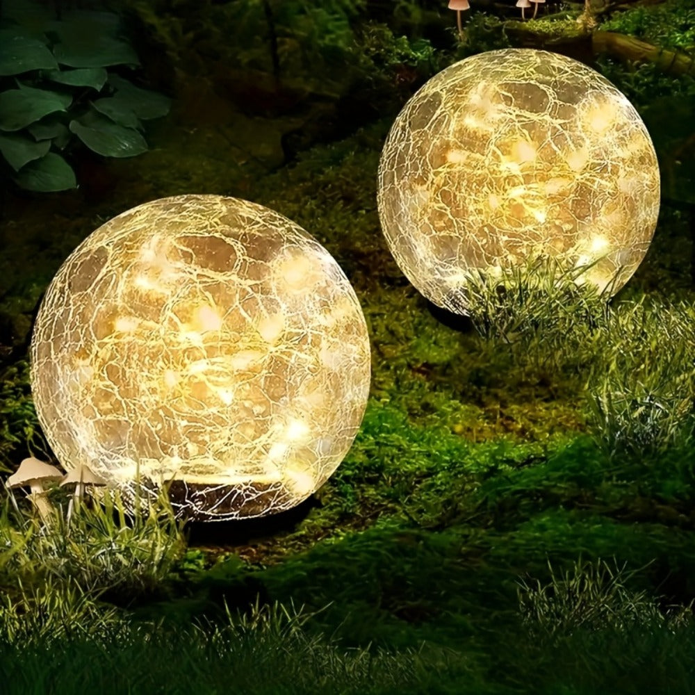 Solar Garden Lights Cracked Glass Ball ¨C LED Outdoor Decorative Solar Lawn Lights IP44 Waterproof with Ground Stake for Garden, Yard, Pathway & Lawn ¨C Set of 2 or 4