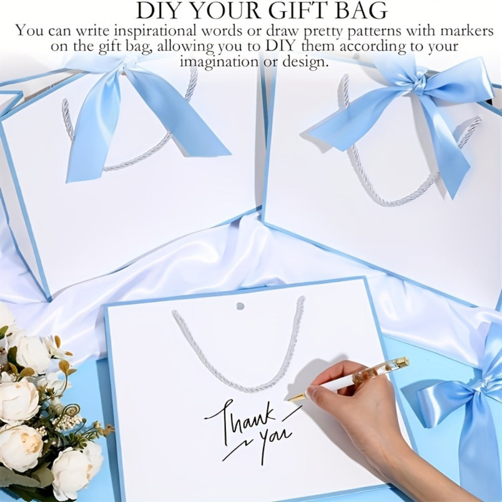 Gift Bags with Handles for Party Favors - Butterfly Ribbon Thank You Bags Wedding Baby Shower Birthday Bridesmaid Housewarming Autumn Celebration Elegant Packaging 12 24 36pcs