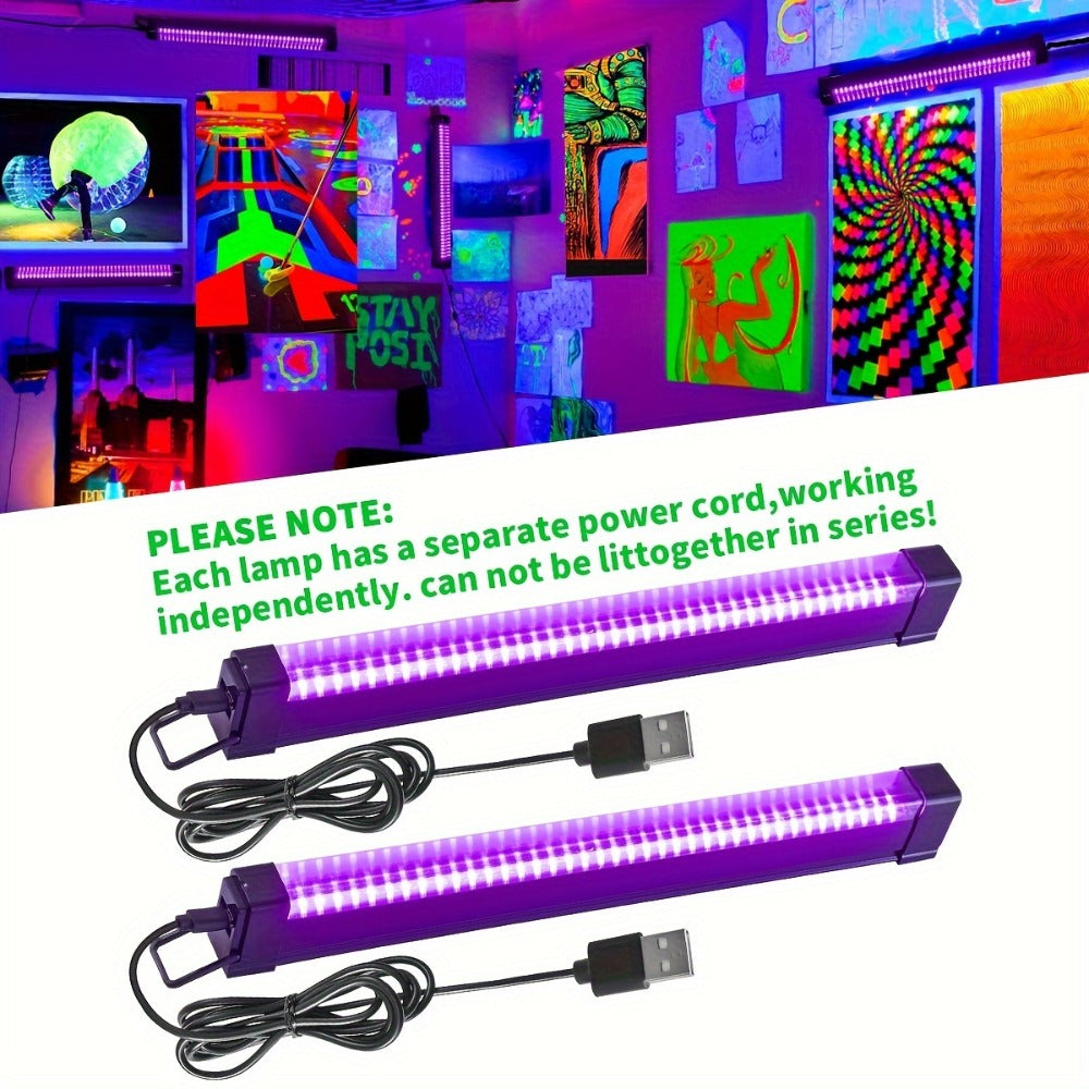 UV Black Light Strip USB LED ¨C 32cm / 12.6ft Portable Magnetic Black Light Tube for Halloween Party, Fluorescent Tapestry, Body Paint, Posters, Christmas & Cabinet Lighting (3-Pack / 4-Pack)