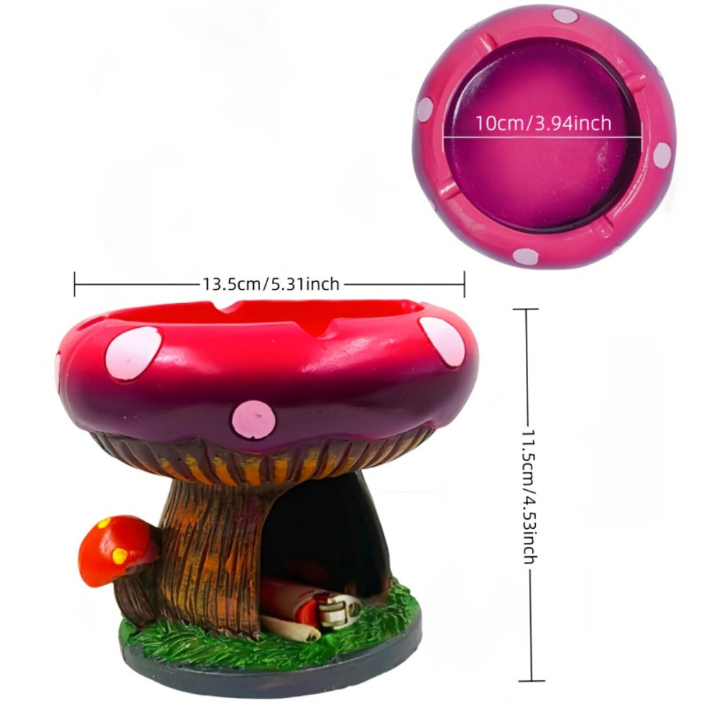 Mushroom Ashtray with Storage Compartment Whimsical Resin Mushroom Shaped Ashtray 5.3x4.5 Inch Purple Pink Cute Ashtray with Cigarette Butt Slot Funny Home Office Decor Unique Desk Accessory