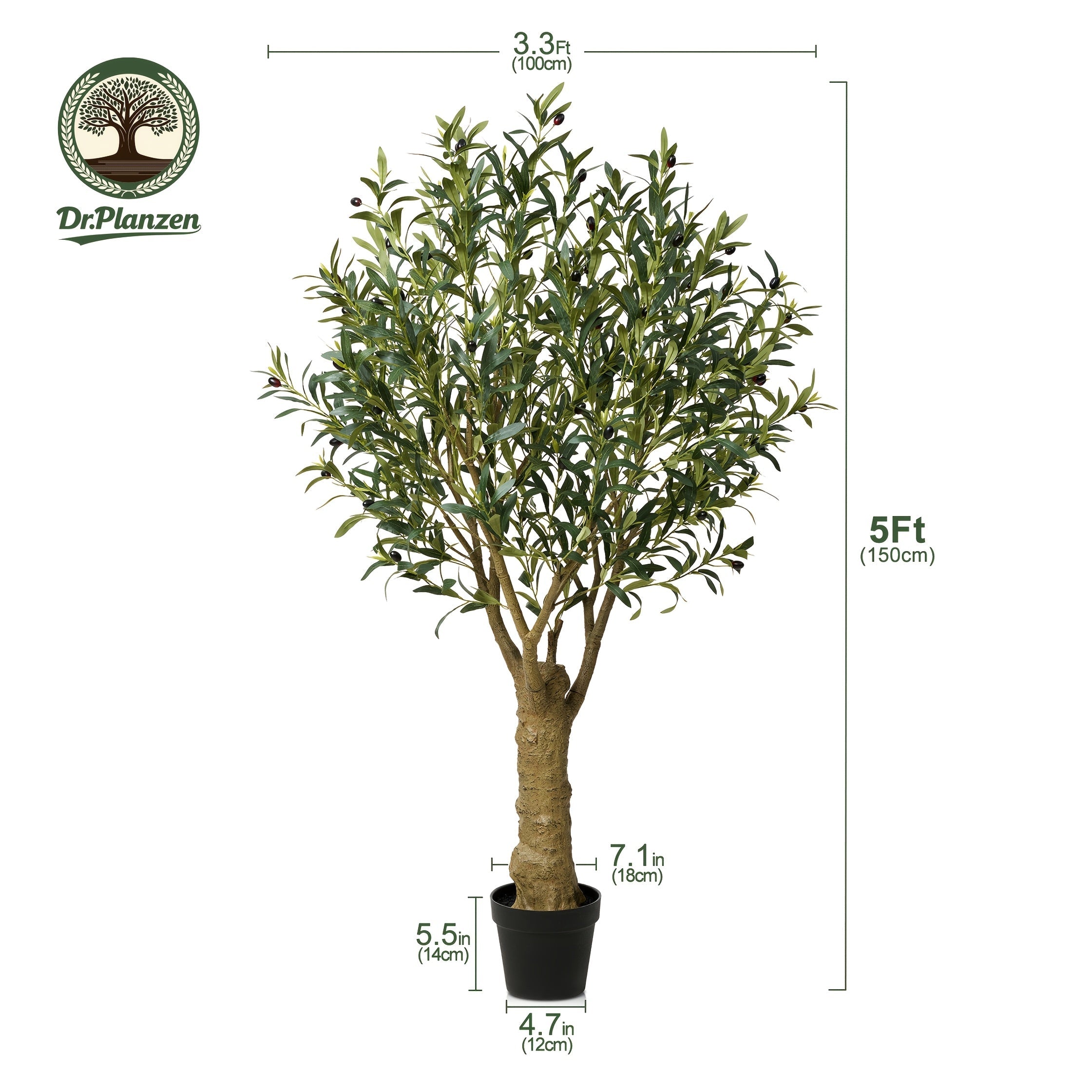 Artificial Olive Tree 5/6/7/8FT UV-Resistant Faux Olive Plant with Black Planter, Lifelike Silk Leaves, Mediterranean Indoor Outdoor Decor for Living Room Office Bedroom Patio