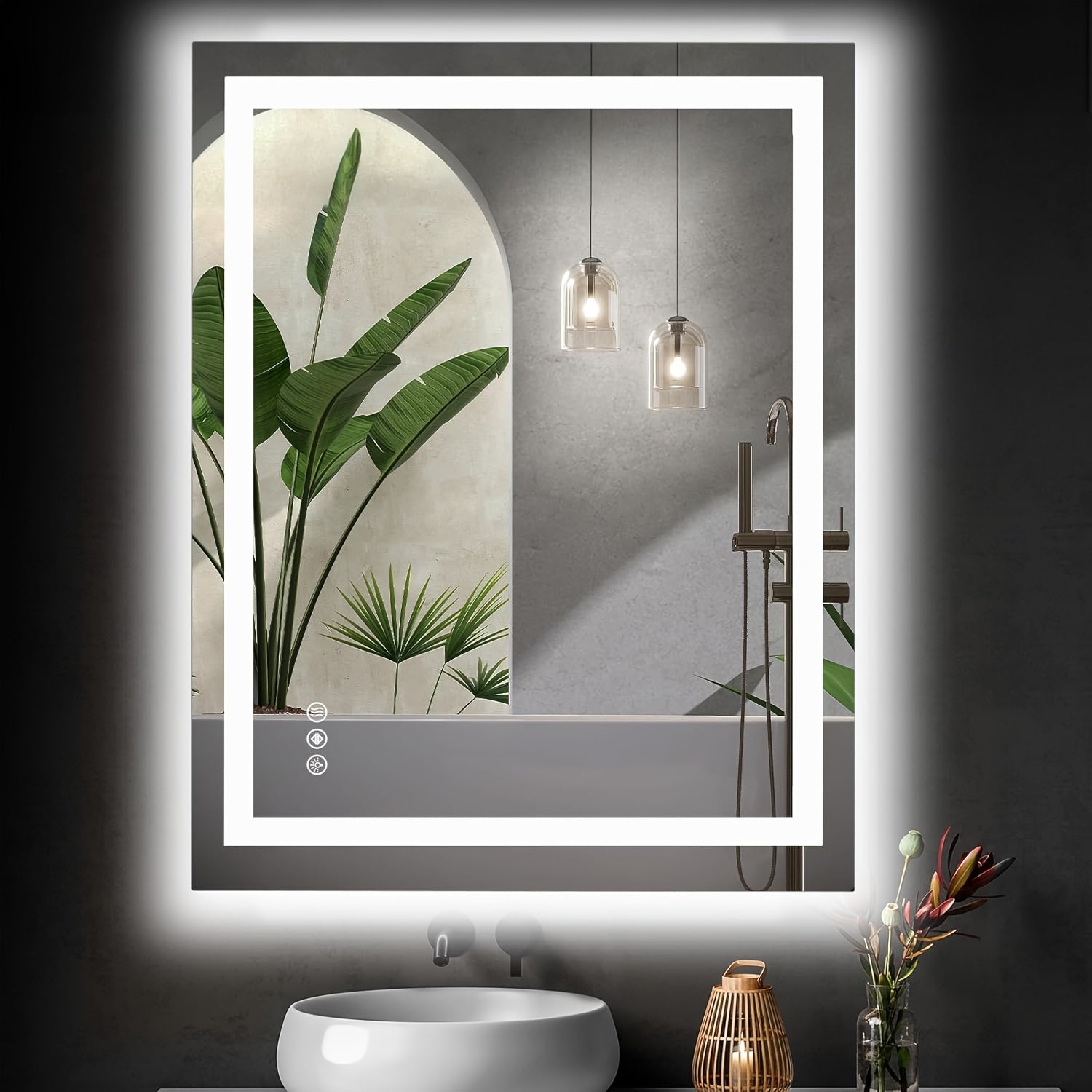 LED Bathroom Mirror with Anti-Fog ¨C Dimmable Vanity Mirror, 3 Color Lighting Modes, Dual Light Source, Wall Mounted Horizontal or Vertical, Tempered Glass, Multiple Sizes