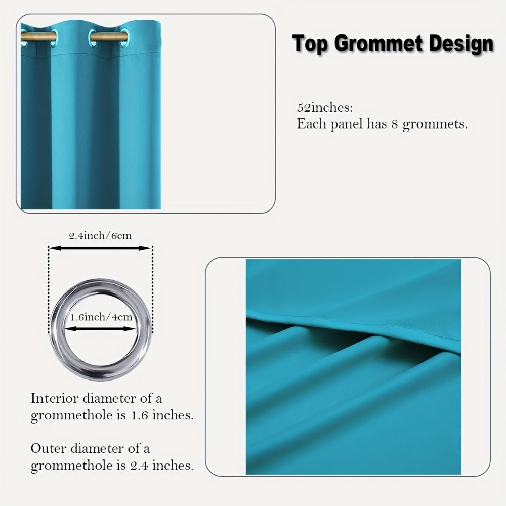 Blackout Curtains Grommet Top Room Darkening Window Drapes 4 Panels Set Living Room Bedroom