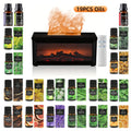 Essential Oil Diffuser Fireplace Design 300ml 7-Color LED Night Light Aromatherapy Diffuser with 19 Essential Oils Gift Set for Home Bedroom Living Room Office
