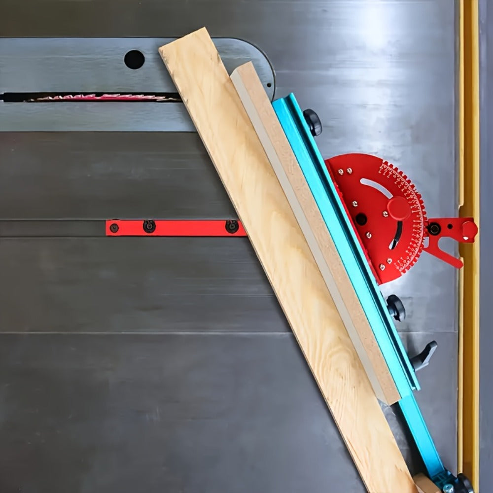 400mm Woodworking Angle Gauge with Adjustable Fence & Guide Rail ¨C Precision Miter Measuring Tool Compatible with 30mm & 45mm T-Track for Table Saw Router