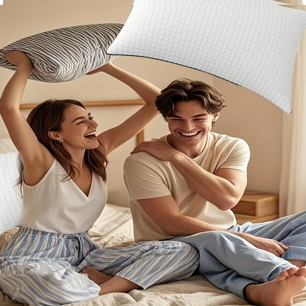 Cooling Bed Pillows Ultra-Soft Hollow Fiber Fill with 3D Airflow Technology ¨C Hotel-Grade Breathable Support for All Seasons | Standard Queen King | 2 or 4 Pack