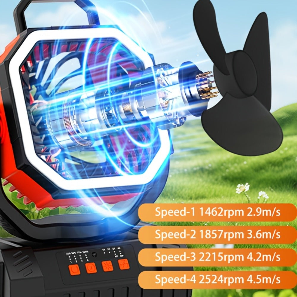 Camping Fan 20000mAh with LED Lantern and Remote Control, 4-Speed 90¡ã Oscillation 1-8H Timer, 59-Hour Battery Life Power Bank Fan with Hook for Tent, Hiking, Outdoor and Indoor Use