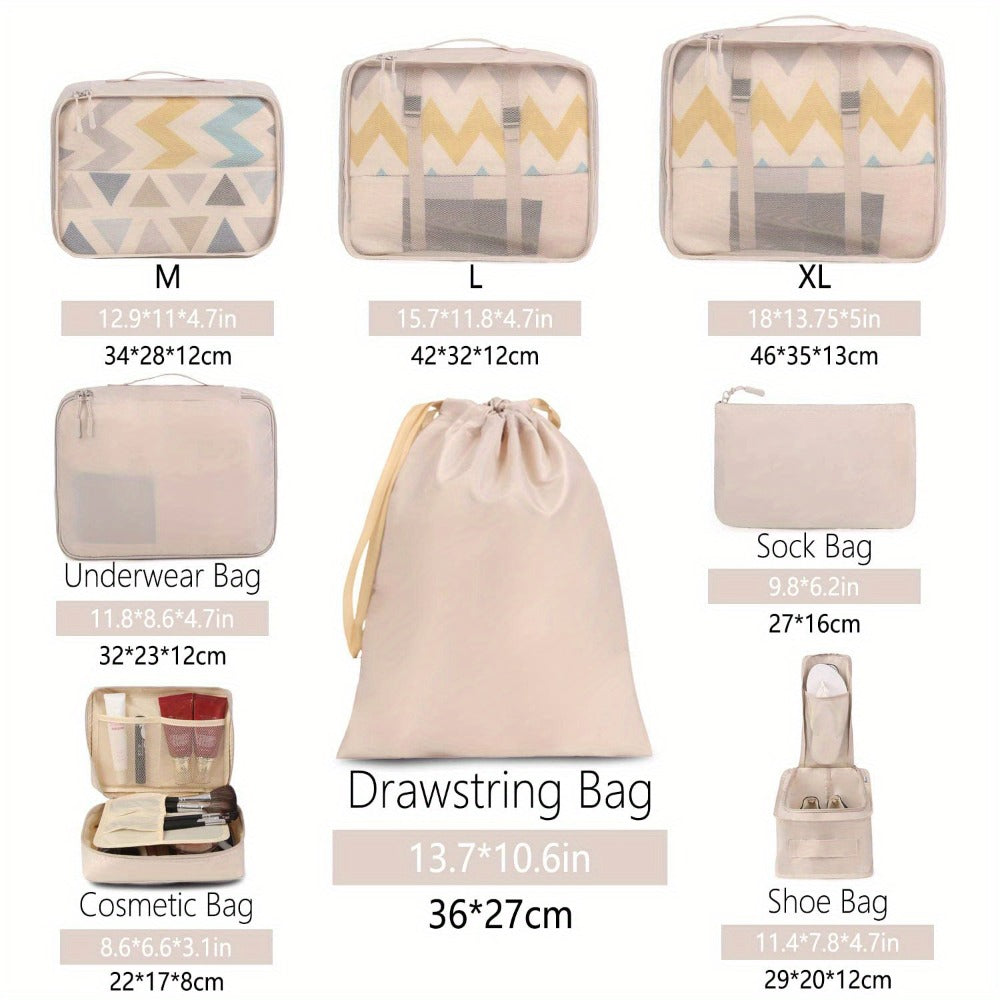 Packing Cubes for Suitcases 8PCS Set Travel Luggage Organizers Compression Bags Clothing Underwear Shoe Bag for Men Women
