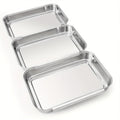Stainless Steel Breading Tray Set 3-Piece, Food Prep Coating Trays for Breading Chicken Fish Shrimp, Marinating Meat Tray, Oven Safe Baking Tray Set for Kitchen Prep and Holiday Cooking