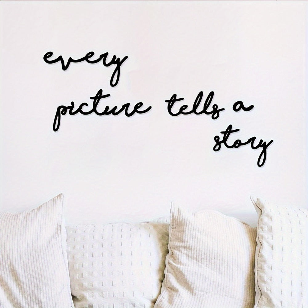 Black Metal Wall Art Photo Collage Frame ¨C ¡±Every Picture Tells a Story¡± Vertical Rectangular Contemporary Picture Display with White Border for Home Decor & Anniversary Gift